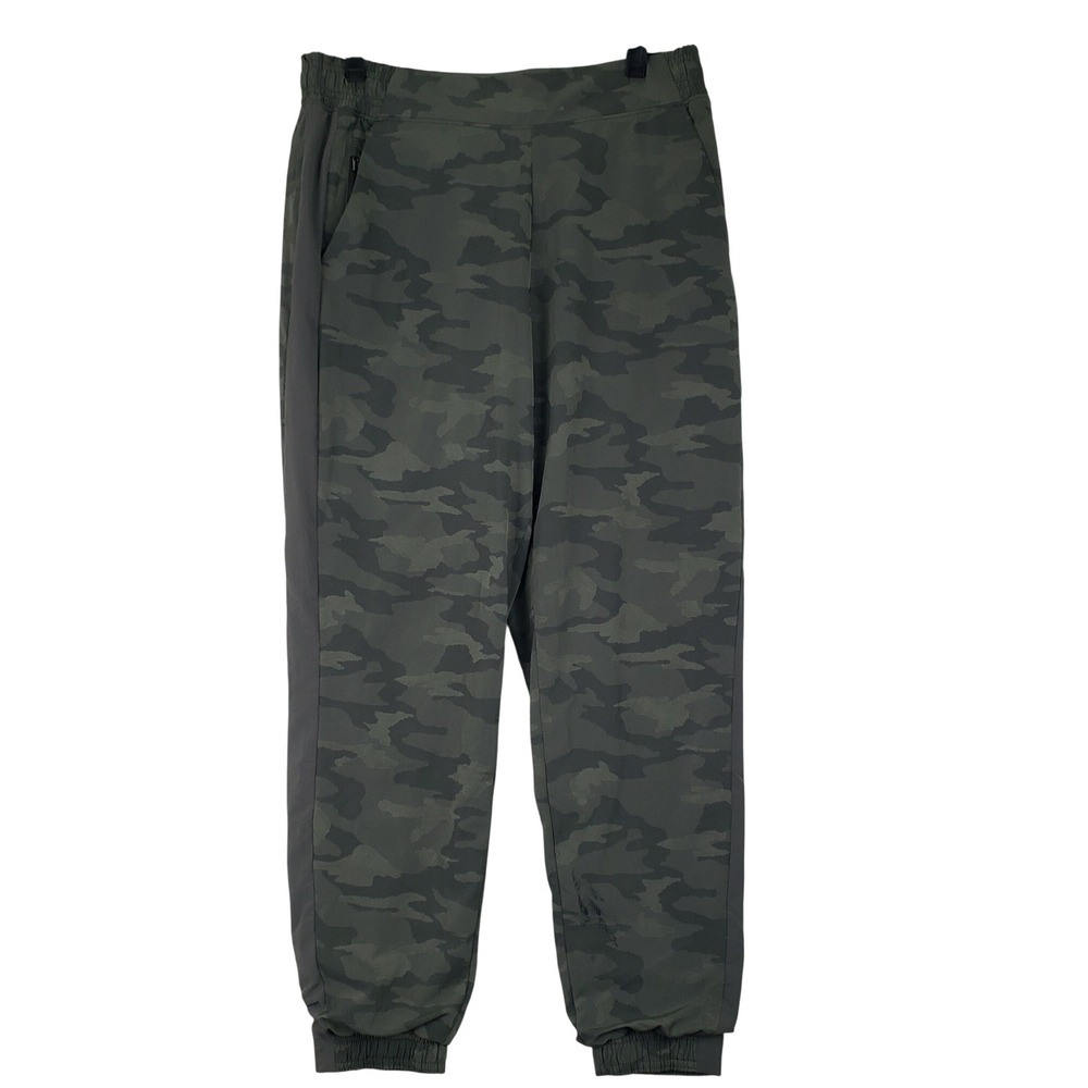 Athleta Brooklyn Textured Lined Jogger Womens 10 Green Camo Athleisure Gorpcore